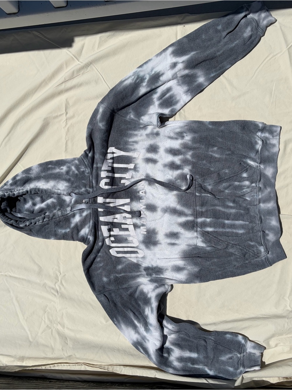 Tie-Dye Black & White Pullover Hoodie - Ocean City Graphic